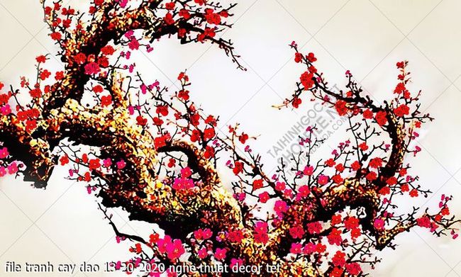 file tranh cay dao 13 20 2020 nghe thuat decor tet